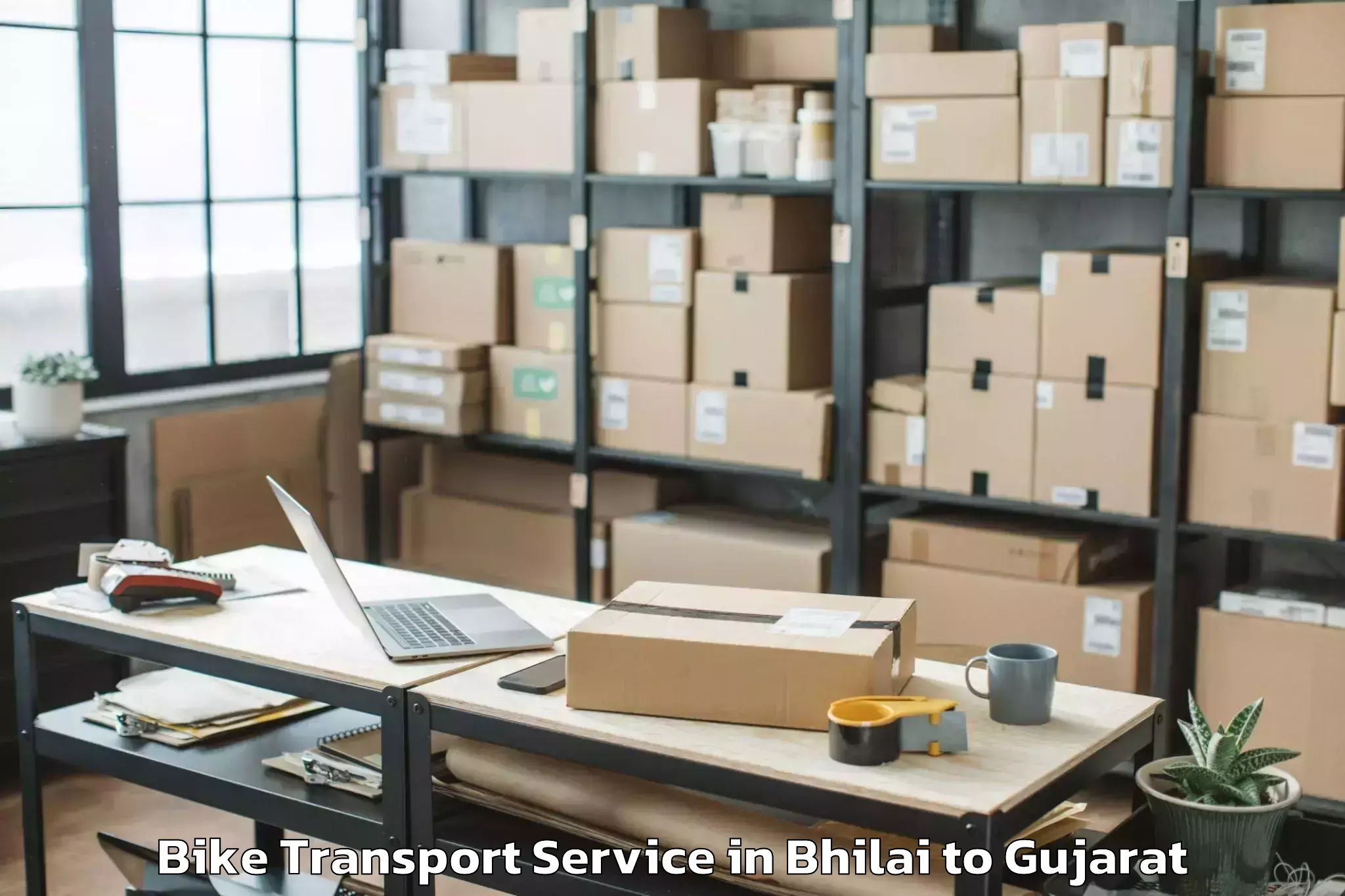 Hassle-Free Bhilai to Udhana Bike Transport